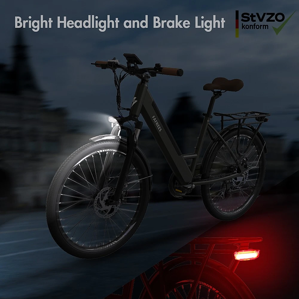 FAFREES F26 Pro 26'' Step-through City E-Bike 25 Km/h 250W Motor 36V 10Ah Embedded Removable Battery, Shimano 7 Speed - Golden
